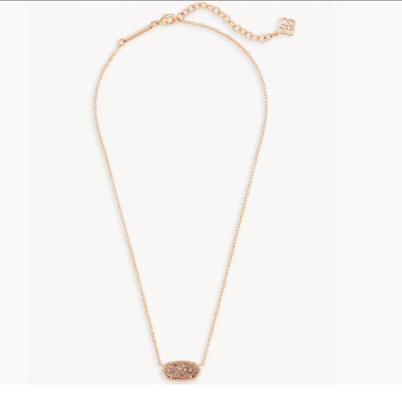 NEW Kendra Scott Elisa Rose Gold Pendant Necklace Rose Gold Drusy 20 - Picture 2 of 7